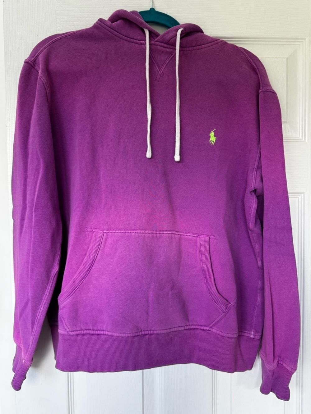 Ralph Lauren Purple Crewneck Hoodie with Lime Polo Logo